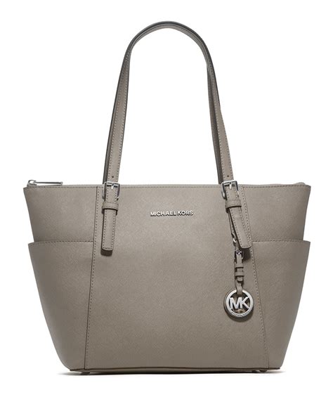 michael kors jet set pearl grey saffiano leather medium tote|Michael Kors jet set tote.